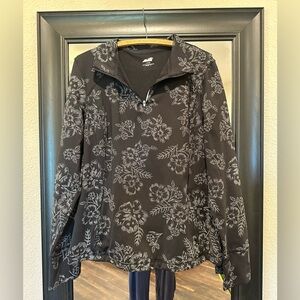 Avia Black Floral Half-Zip Athletic Top